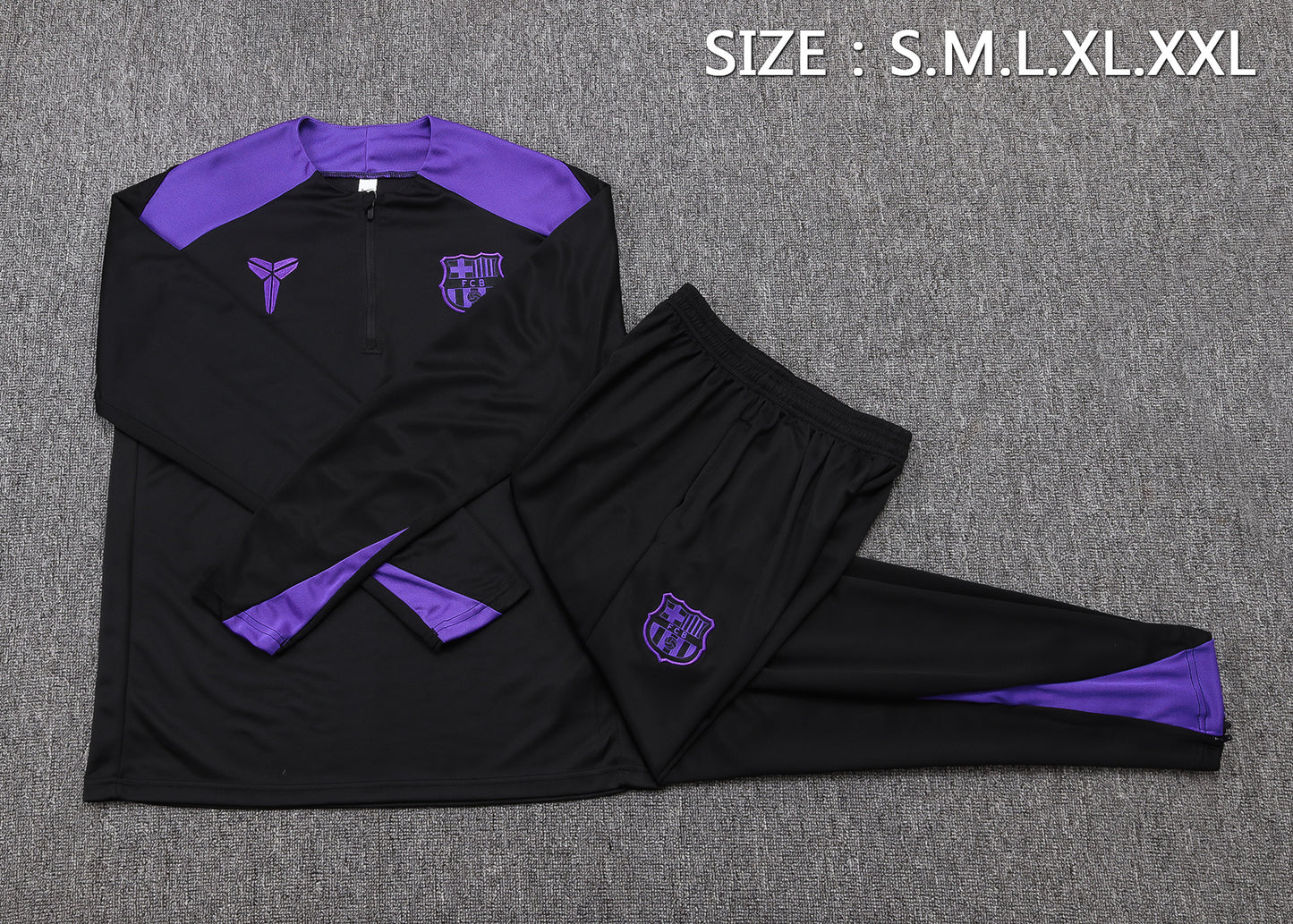 Barcelona x Kobe 1/4 Zip Tracksuit Set Black/Purple