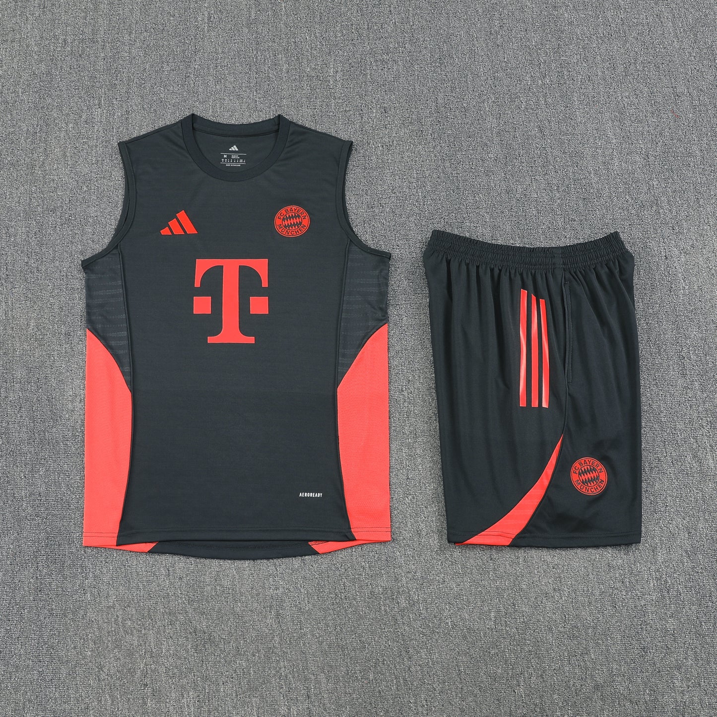 Bayern Munich Sleeveless Training Kit - Dark Grey/Crimson Red