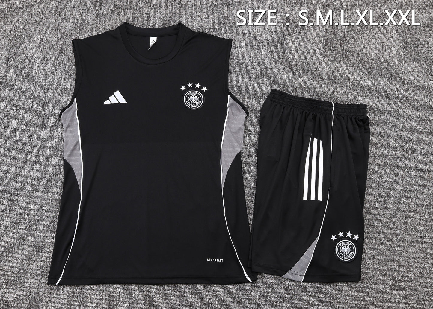Germany Sleeveless Training Kit - Black/Grey