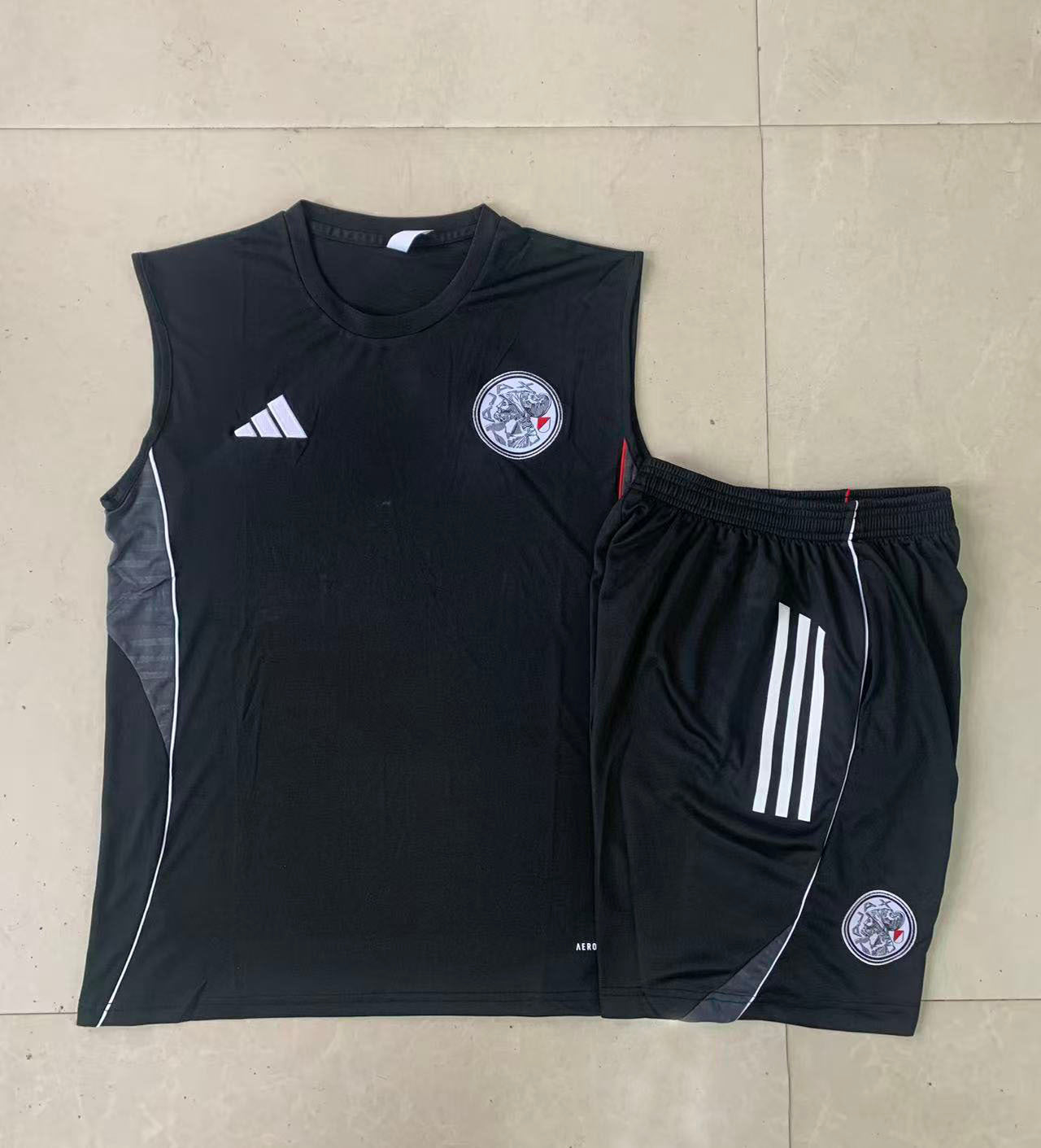 Ajax Sleeveless Training Kit - Black/Grey/White