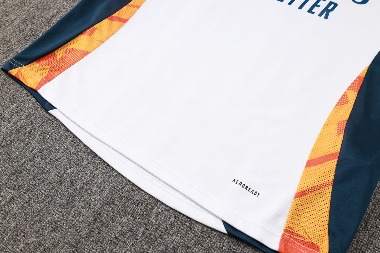 Real Madrid 1/4 Zip Tracksuit Set White/Yellow/Navy