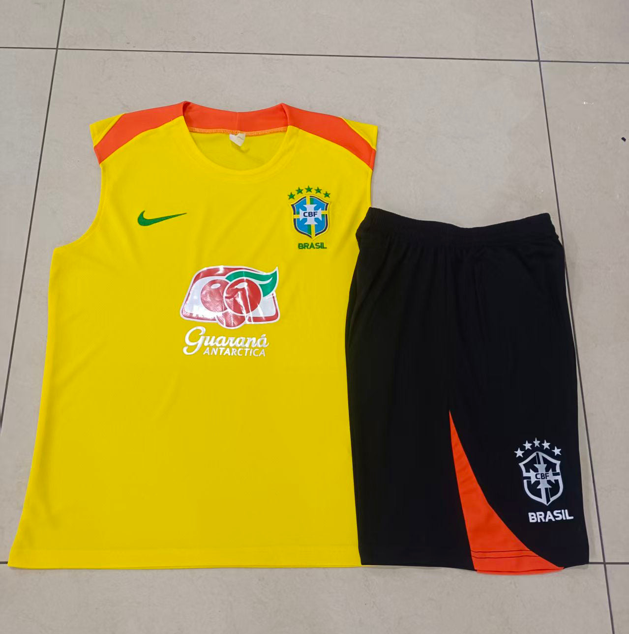 Brazil Sleeveless Training Kit - Yellow/Red/Black