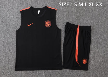 Netherlands Sleeveless Training Kit - Black
