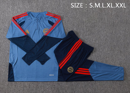 Bayern Munich 1/4 Zip Tracksuit Set - Steel Blue/Navy/Red