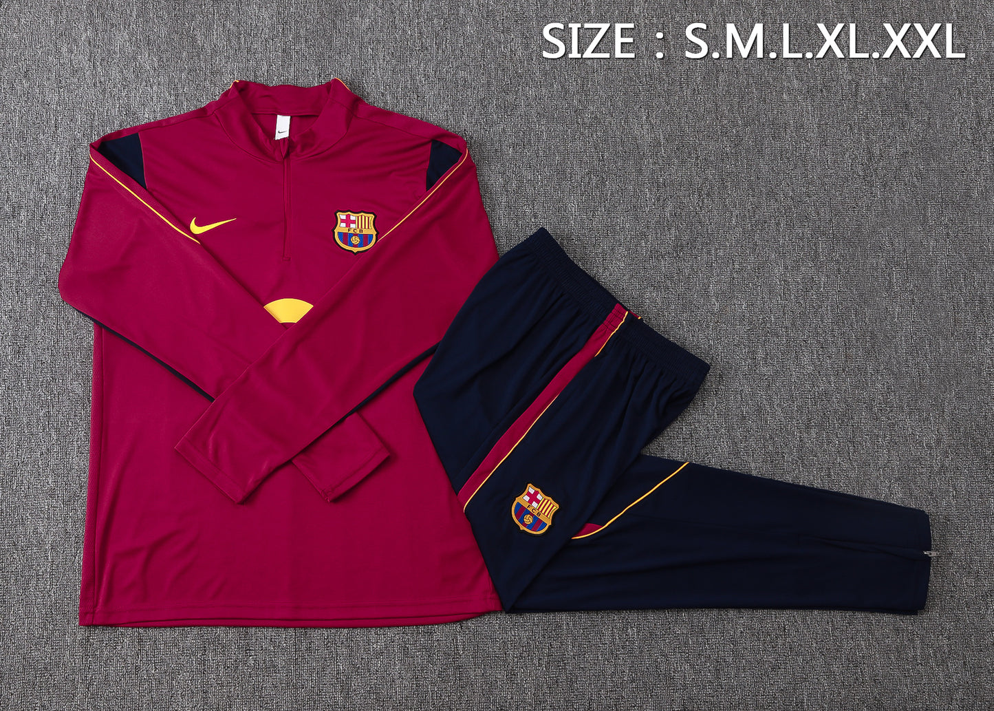Barcelona 1/4 Zip Tracksuit Set - Maroon/Navy