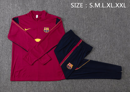 Barcelona 1/4 Zip Tracksuit Set - Maroon/Navy