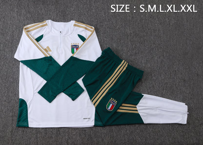 Italy 1/4 Zip Tracksuit Set - White/Green