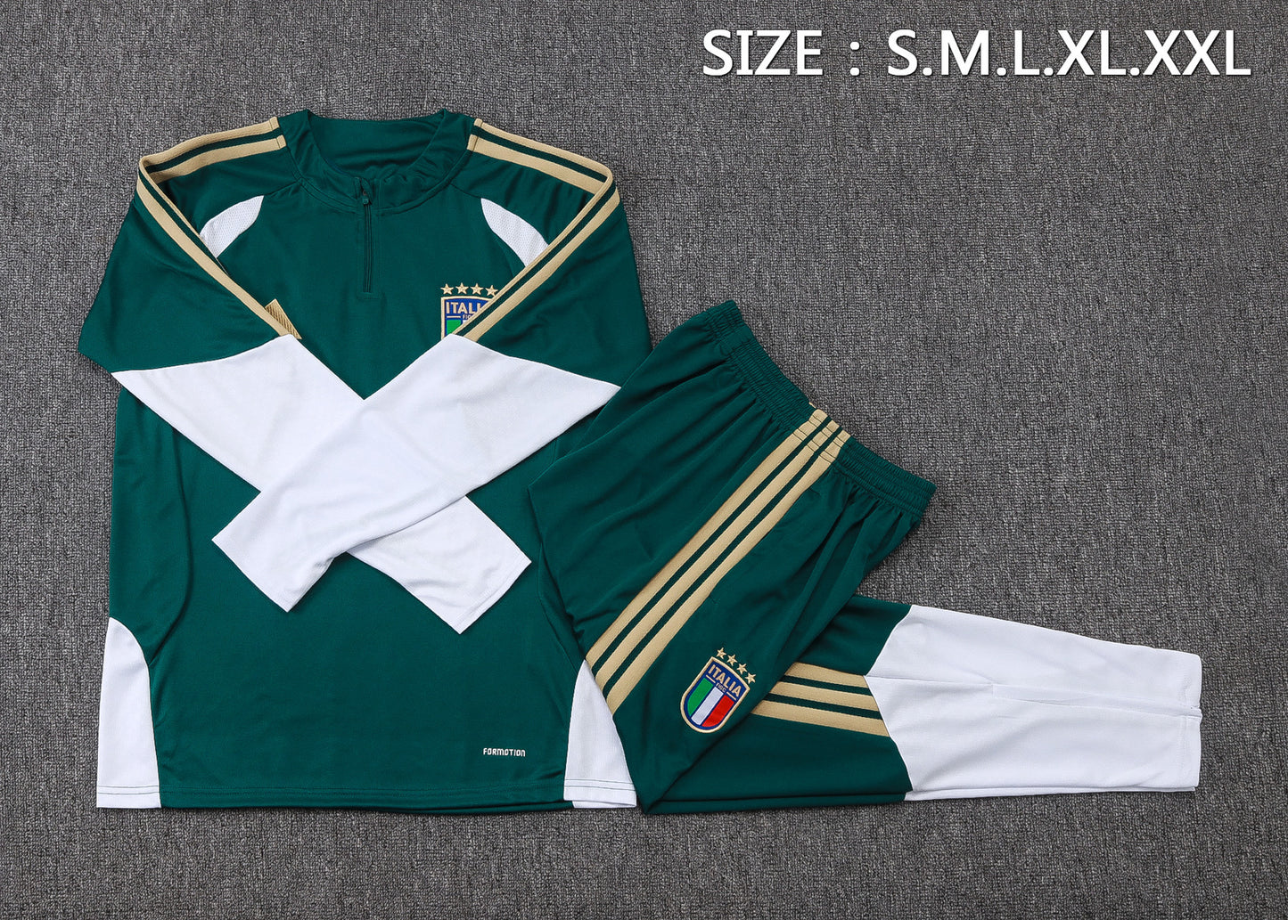 Italy 1/4 Zip Tracksuit Set - Green/White