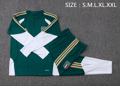 Italy 1/4 Zip Tracksuit Set - Green/White