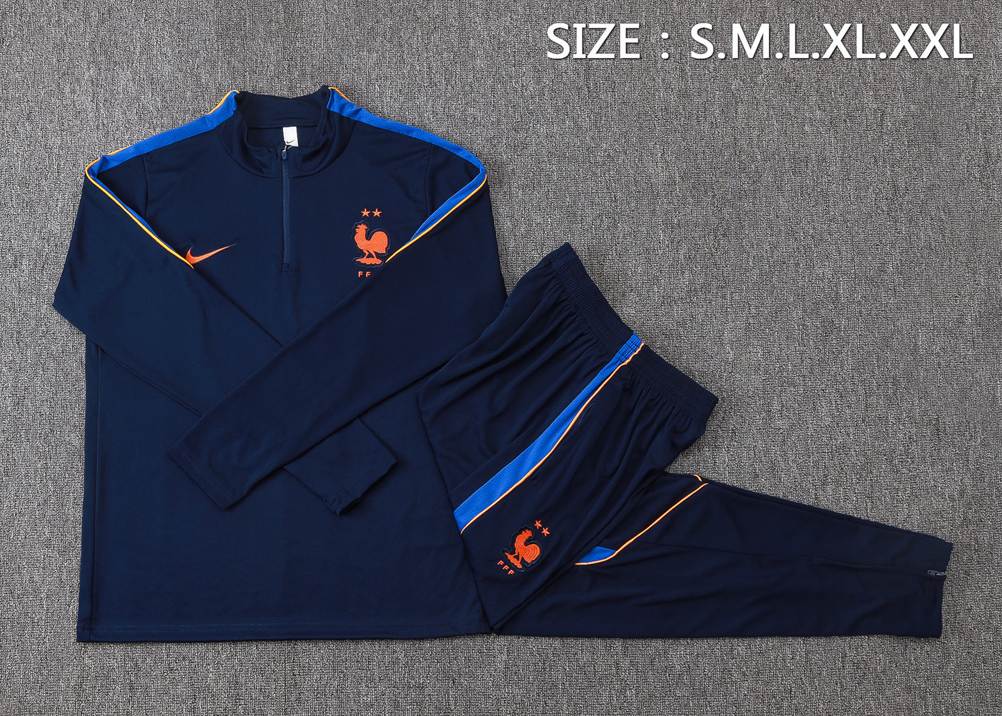 France 1/4 Zip Tracksuit Set - Navy/Blue