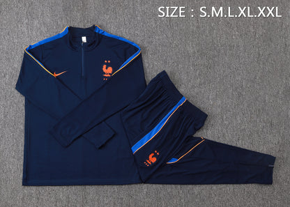 France 1/4 Zip Tracksuit Set - Navy/Blue