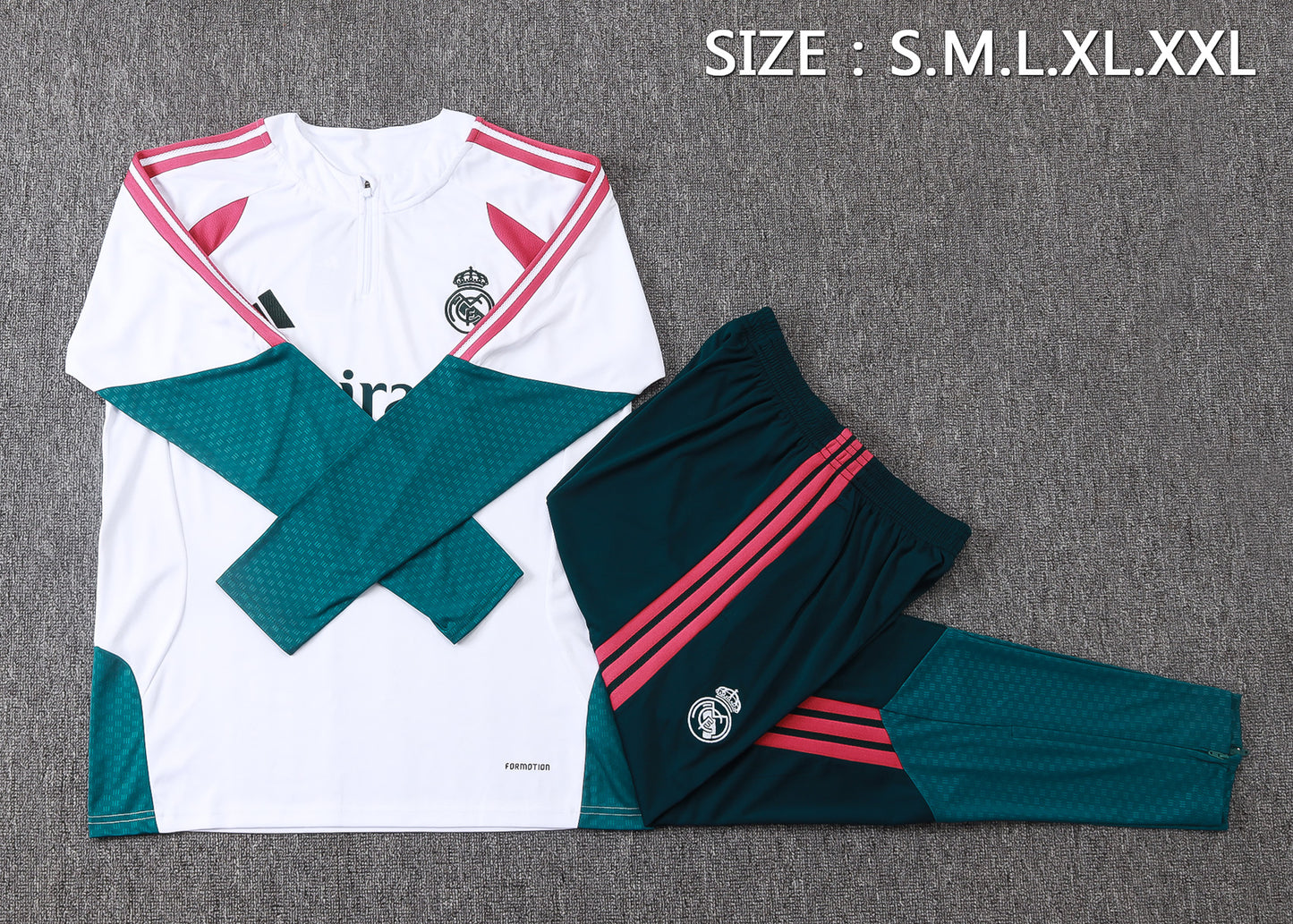 Real Madrid 1/4 Zip Tracksuit Set - Home