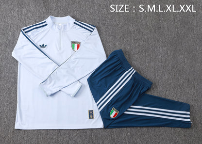 Italy 1/4 Zip Tracksuit Set - Classic White/Navy