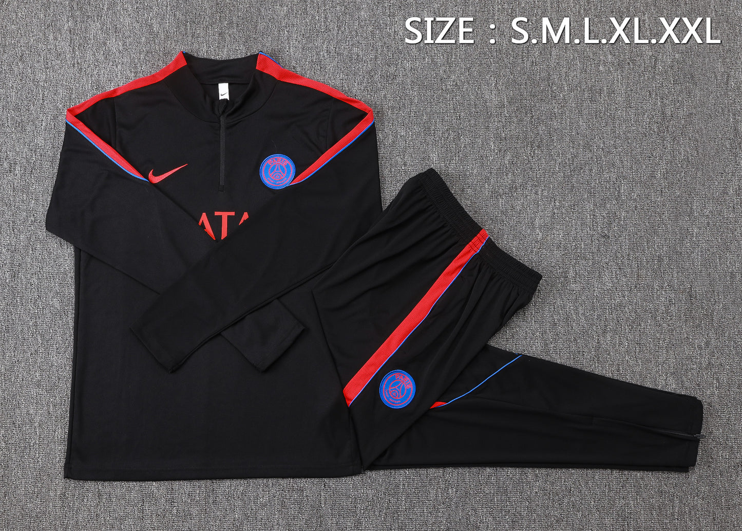 PSG 1/4 Zip Tracksuit Set - Black/Red