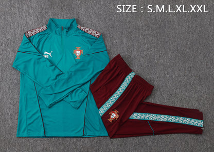 Portugal 1/4 Zip Tracksuit Set - Teal/Maroon