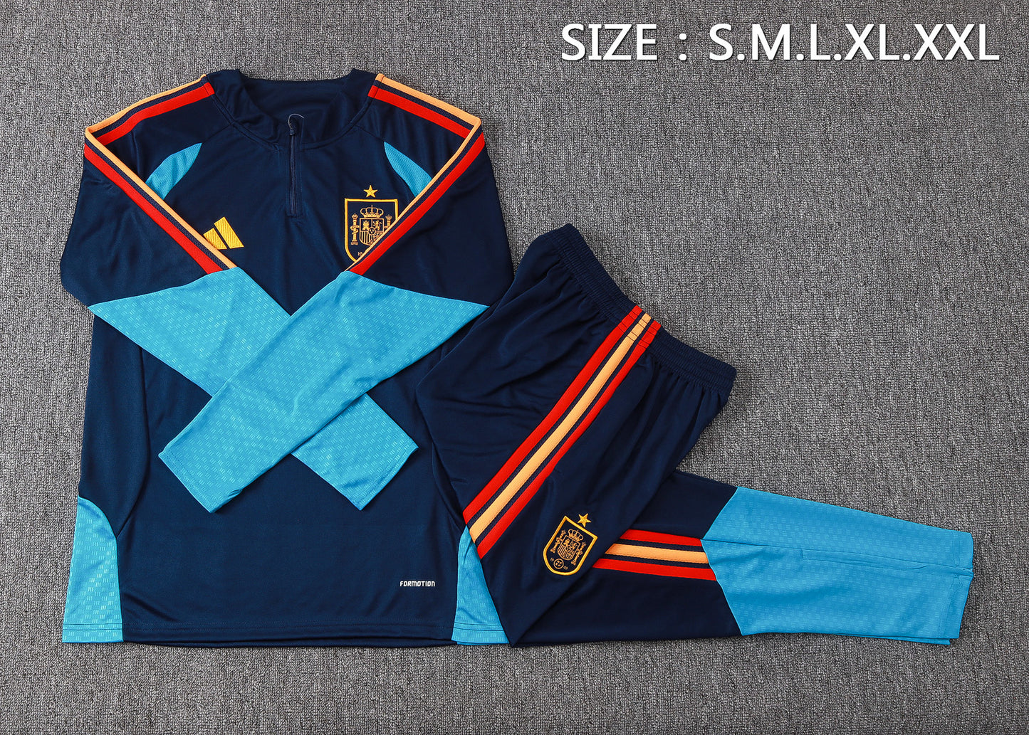 Spain 1/4 Zip Tracksuit Set - Navy/Light Blue