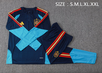 Spain 1/4 Zip Tracksuit Set - Navy/Light Blue
