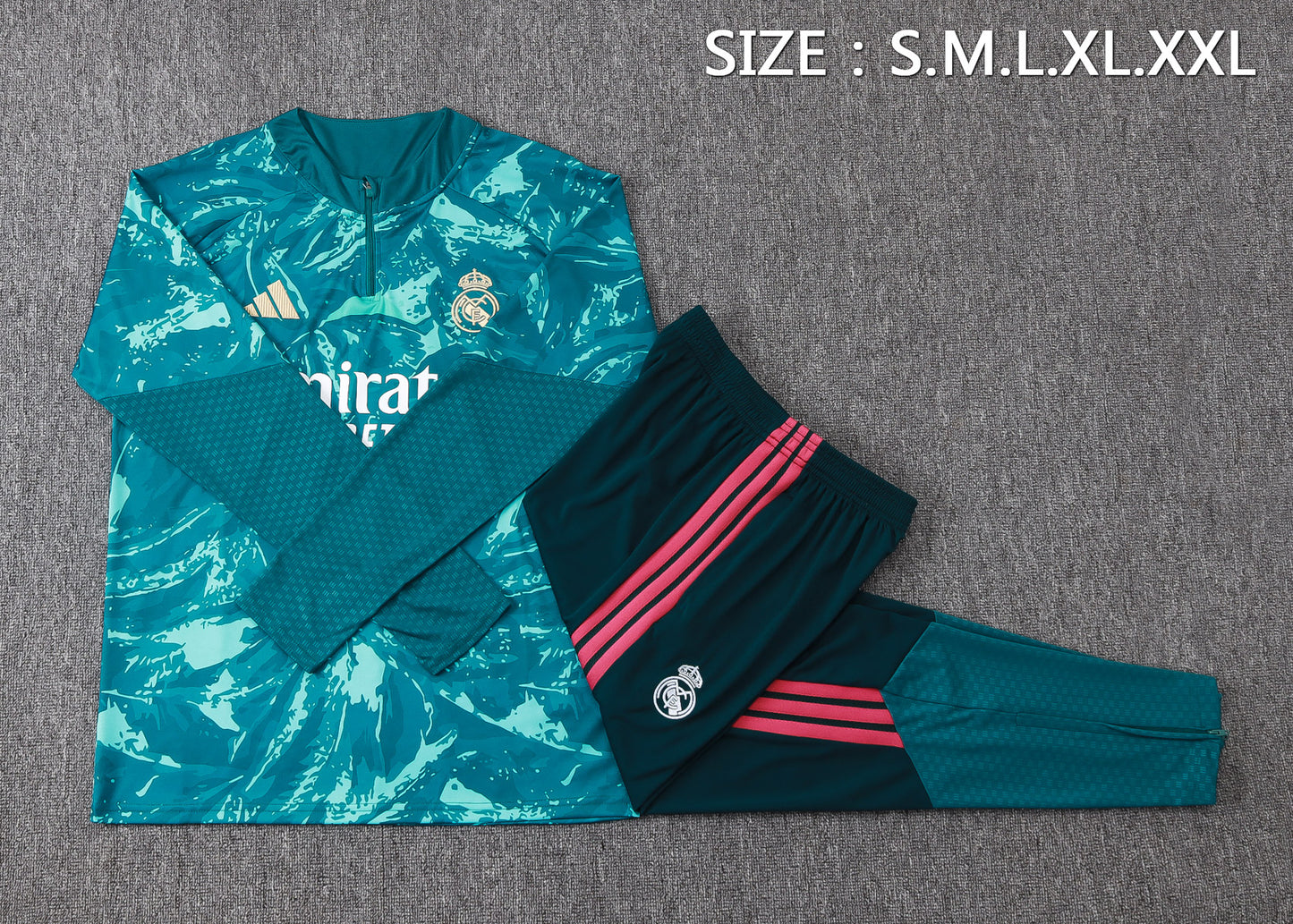 Real Madrid 1/4 Zip Tracksuit Set - Paradise