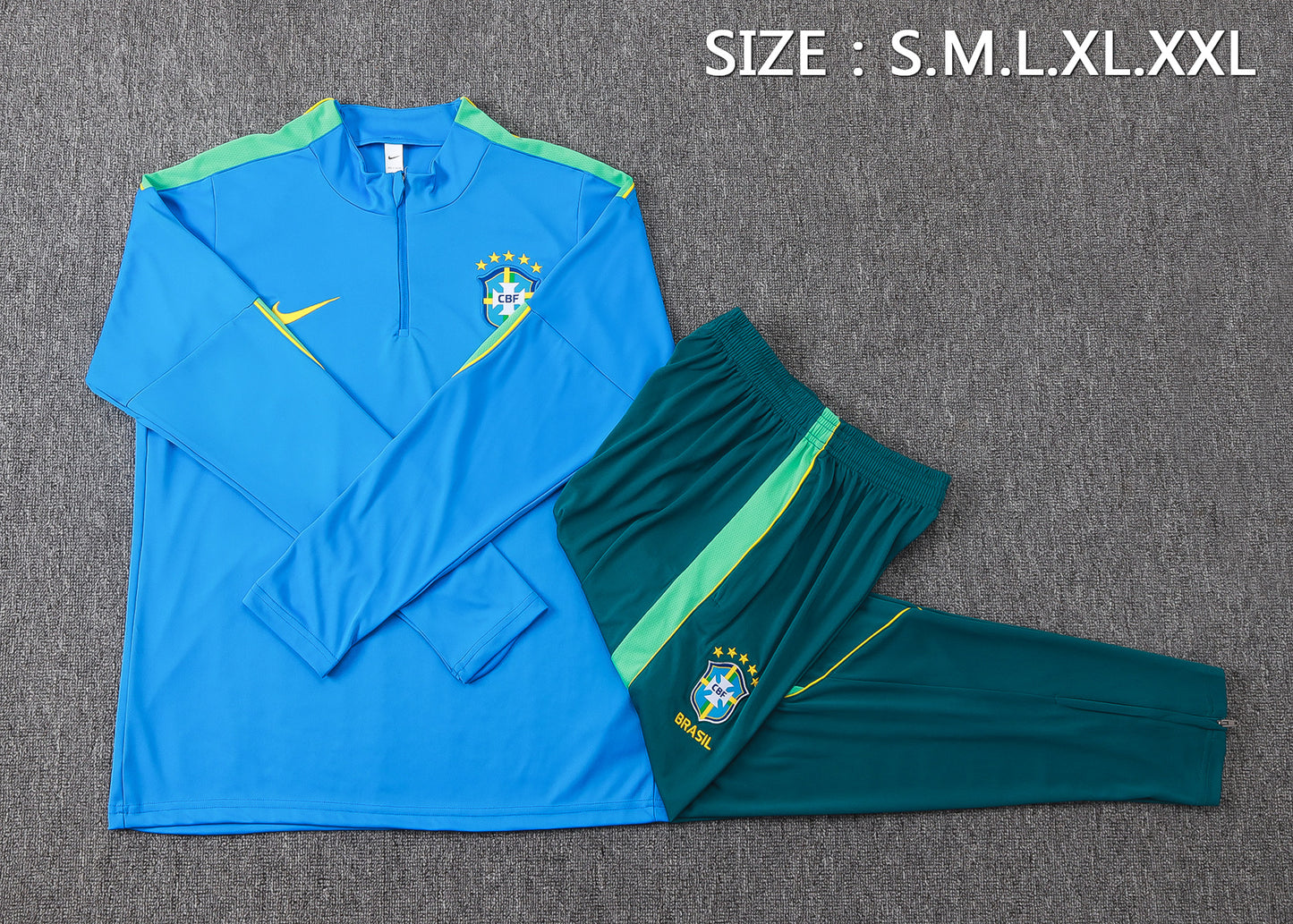Brazil 1/4 Zip Tracksuit Set - Light Blue/Teal