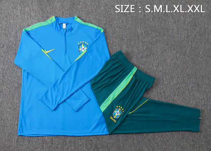 Brazil 1/4 Zip Tracksuit Set - Light Blue/Teal