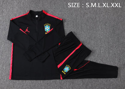 Brazil 1/4 Zip Tracksuit Set - Black/Red Jordan