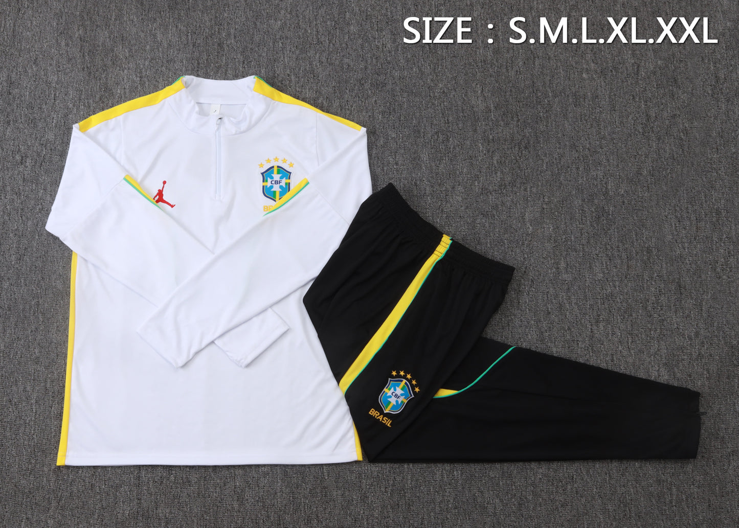 Brazil 1/4 Zip Tracksuit Set - White/Yellow/Black Jordan