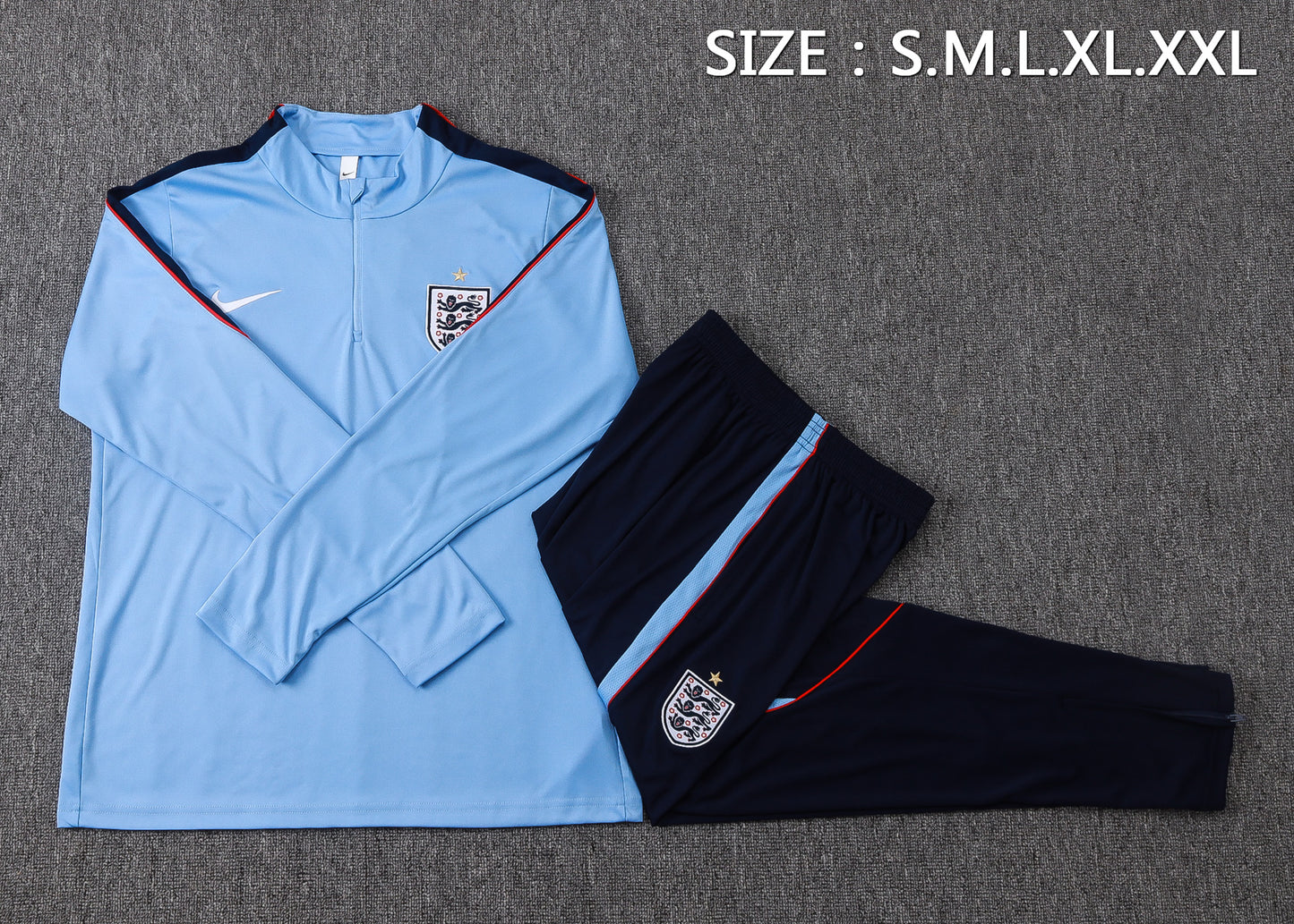England 1/4 Zip Tracksuit Set - Light Blue/Navy