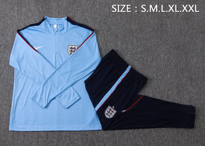 England 1/4 Zip Tracksuit Set - Light Blue/Navy