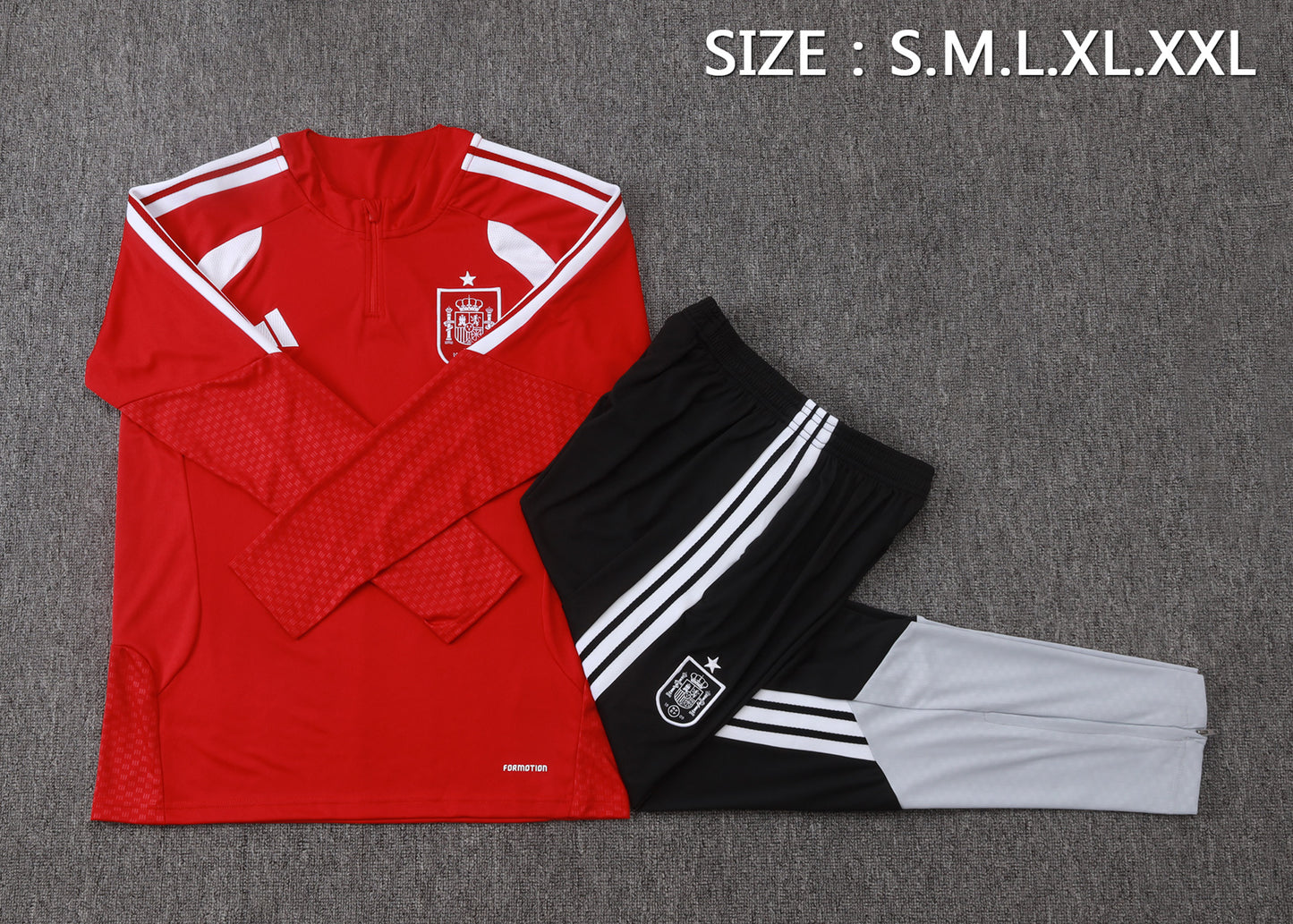 Spain 1/4 Zip Tracksuit Set - Red/Black/Grey