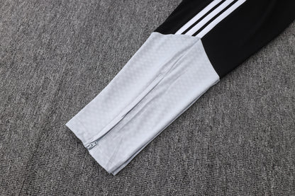 Real Madrid 1/4 Zip Tracksuit Set - Black/White/Grey