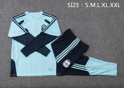 Argentina 1/4 Zip Tracksuit Set - Light Blue/Navy