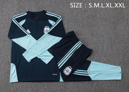 Argentina 1/4 Zip Tracksuit Set - Navy/Light Blue