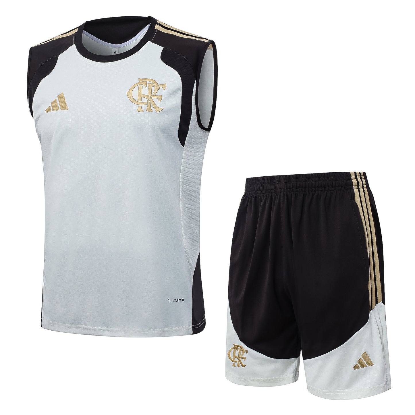 Flamengo Sleeveless Training Kit - White/Black/Gold