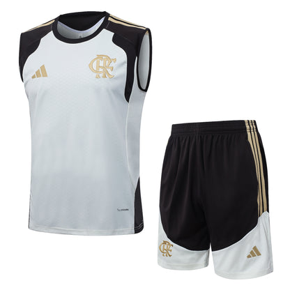 Flamengo Sleeveless Training Kit - White/Black/Gold