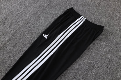 Real Madrid 1/4 Zip Tracksuit Set - Black/White/Grey