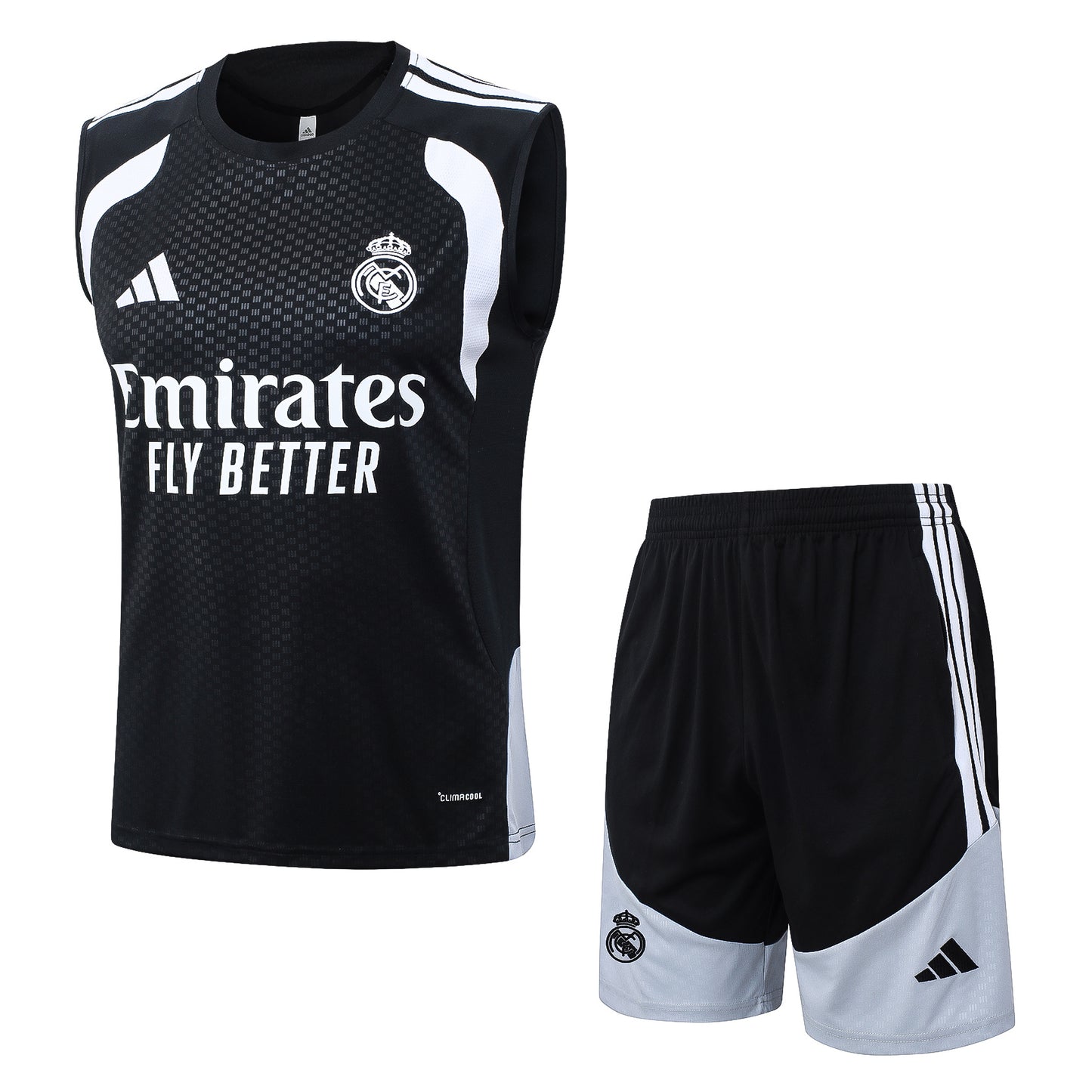 Real Madrid Sleeveless Training Kit - Black/White/Grey
