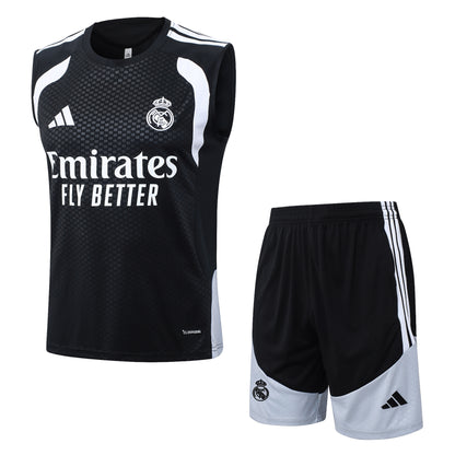 Real Madrid Sleeveless Training Kit - Black/White/Grey