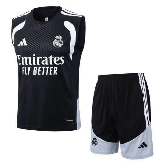 Real Madrid Sleeveless Training Kit - Black/White/Grey
