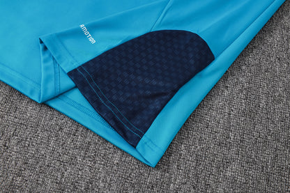 Spain 1/4 Zip Tracksuit Set - Light Blue/Navy
