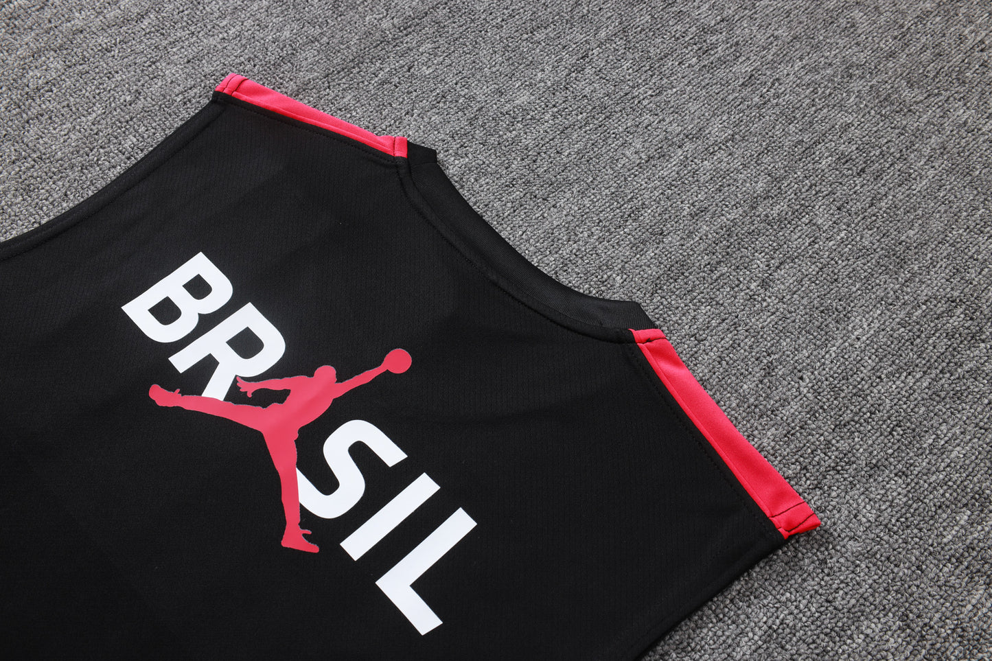 Brazil Sleeveless Training Kit - Black/Red Jordan