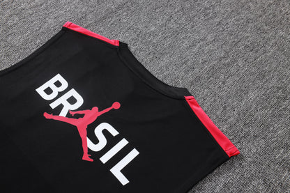 Brazil Sleeveless Training Kit - Black/Red Jordan