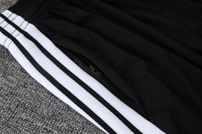 Real Madrid 1/4 Zip Tracksuit Set - Black/White/Grey
