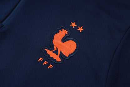 France 1/4 Zip Tracksuit Set - Navy/Blue