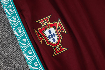 Portugal 1/4 Zip Tracksuit Set - Maroon/Teal
