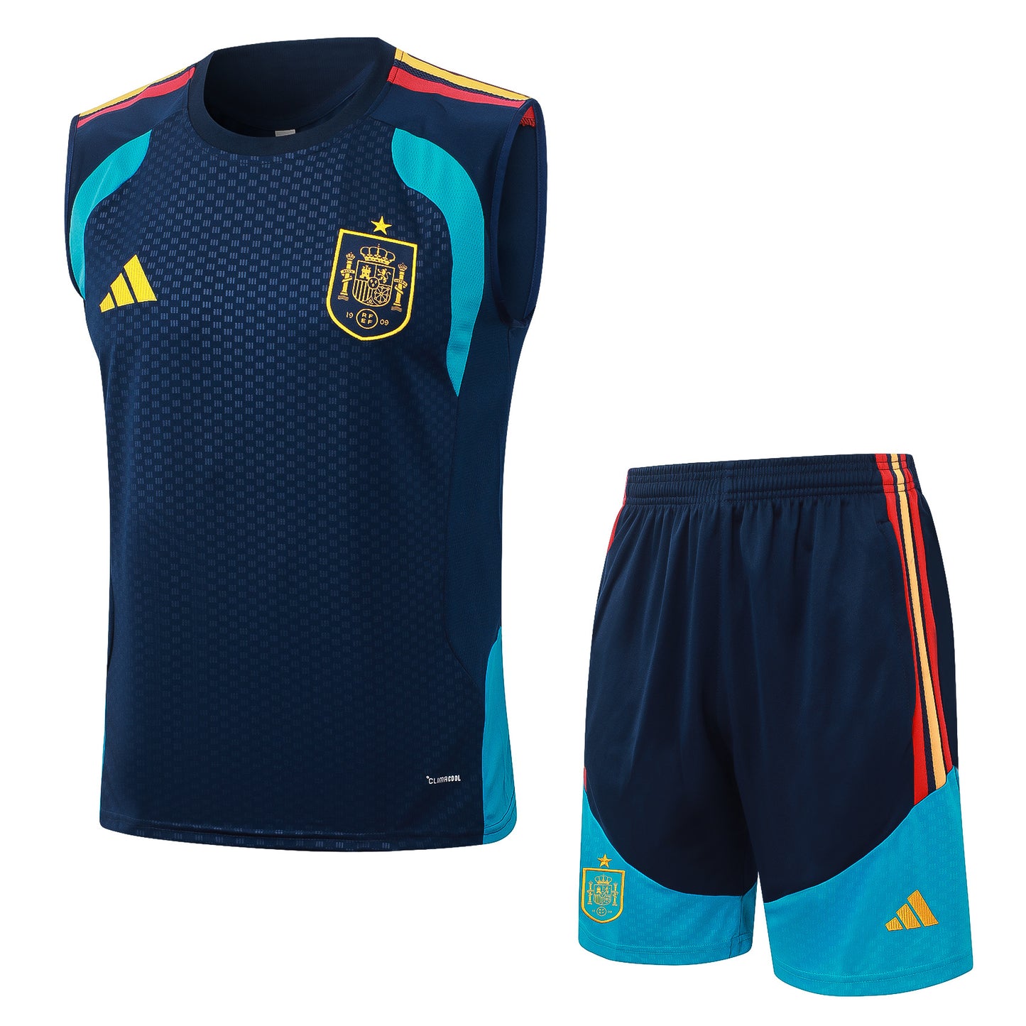Spain Sleeveless Training Kit - Navy/Light Blue