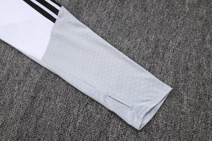 Real Madrid 1/4 Zip Tracksuit Set - White/Black/Grey
