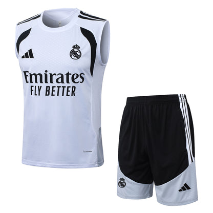 Real Madrid Sleeveless Training Kit - White/Black/Grey