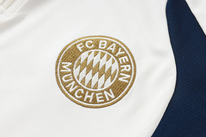 Bayern Munich 1/4 Zip Tracksuit Set - Beige/Navy/Red