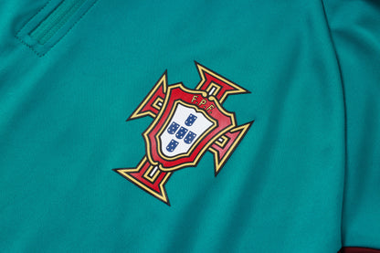Portugal 1/4 Zip Tracksuit Set - Teal/Maroon