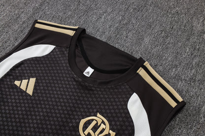 Flamengo Sleeveless Training Kit - Black/White/Gold